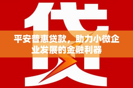 宁海平安普惠贷款，助力小微企业发展的金融利器