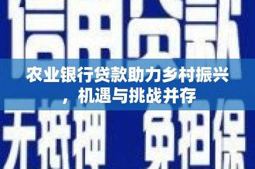 宁海农业银行贷款助力乡村振兴，机遇与挑战并存